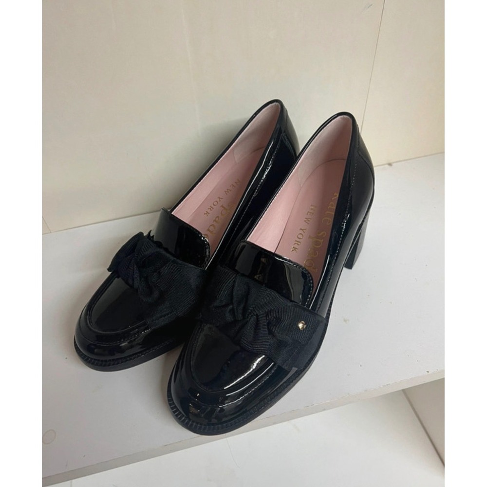 Kate Spade New York Leandra Heeled Loafers - Black Patent Leather, Size 6.5B - Picture 3 of 6
